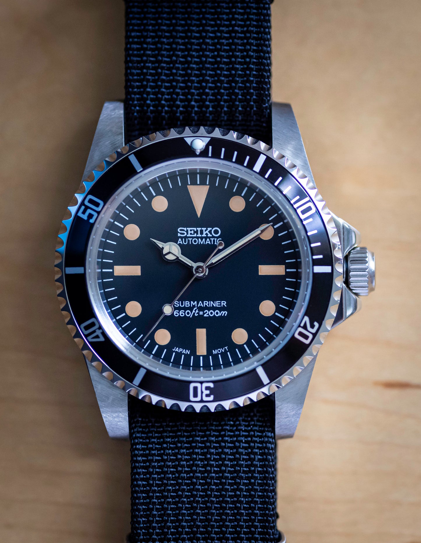 Custom Seiko Mod Vintage Submariner Watch by Kool Mods