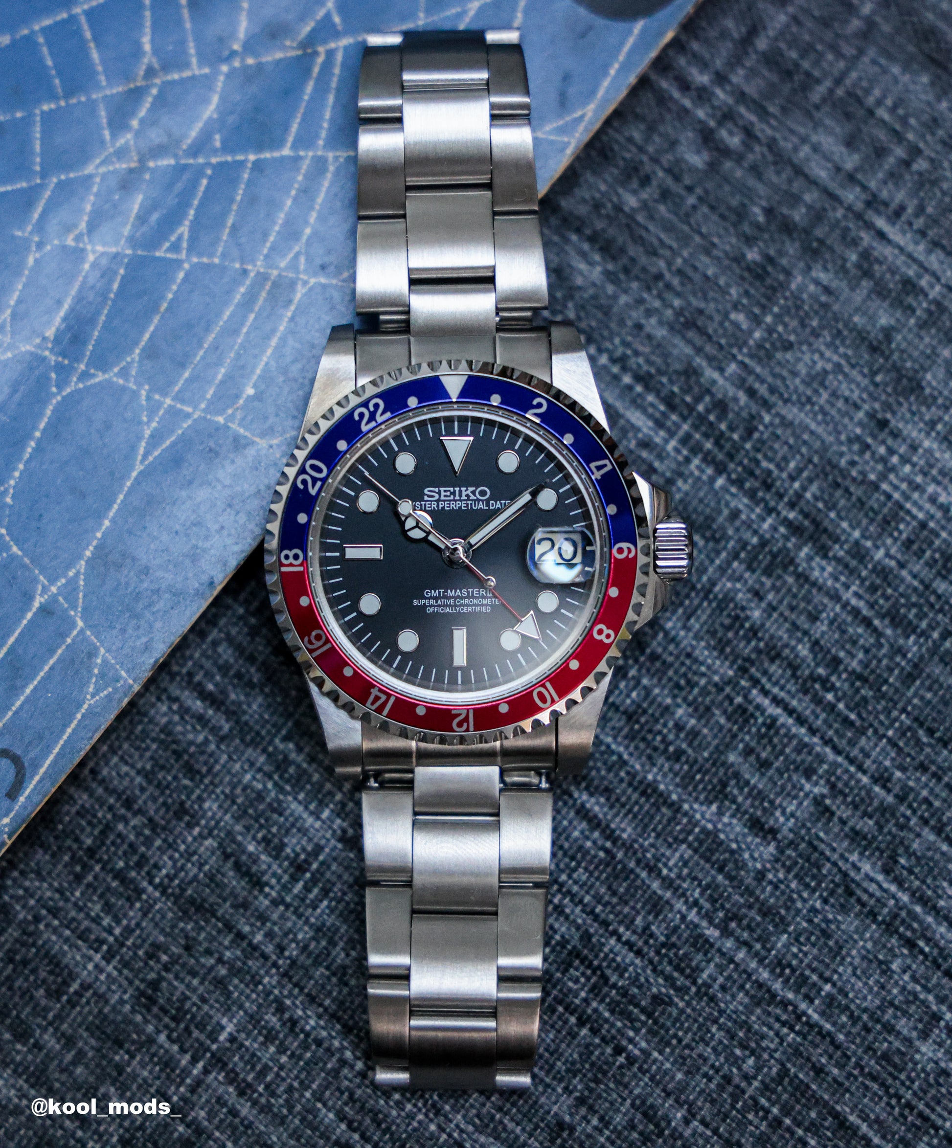 Custom Seiko Mod Vintage 'GMT' Watch by Kool Mods