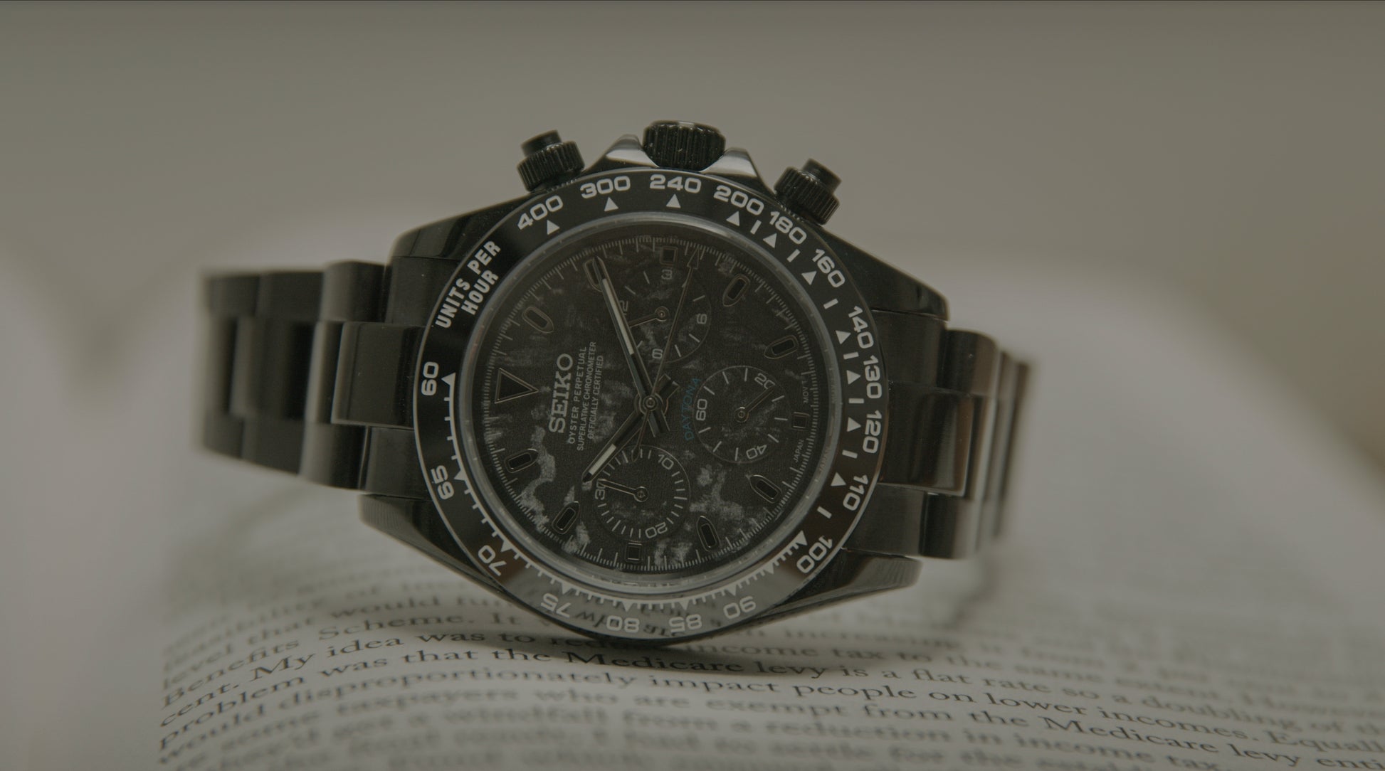 Custom Seiko Mod 'Blackout' Daytona Chronograph Watch